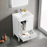 Blossom Lyon 24" 2-Door 1-Drawer Matte White Freestanding Vanity Base
