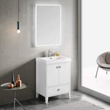 Blossom Lyon 24" 2-Door 1-Drawer Matte White Freestanding Vanity Set With Acrylic Top and Integrated Single Sink