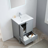 Blossom Lyon 24" 2-Door 1-Drawer Metal Gray Freestanding Vanity Base