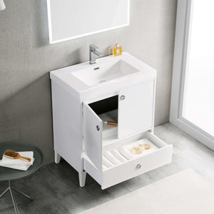 Blossom Lyon 30" 2-Door 1-Drawer Matte White Freestanding Vanity Base