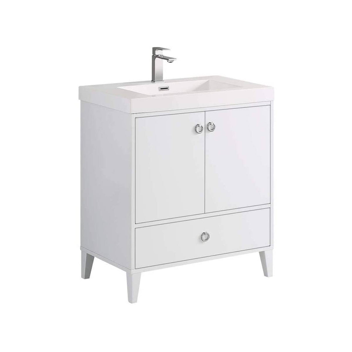 Blossom Lyon 30" 2-Door 1-Drawer Matte White Freestanding Vanity Base