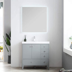 Blossom Lyon 36" 2-Door 5-Drawer Metal Gray Freestanding Vanity Set With Acrylic Top and Integrated Single Sink