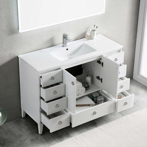 Blossom Lyon 48" 2-Door 9-Drawer Matte White Freestanding Vanity Base