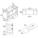 Blossom Lyon 48" 2-Door 9-Drawer Matte White Freestanding Vanity Set With Acrylic Top and Integrated Single Sink
