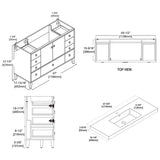 Blossom Lyon 48" 2-Door 9-Drawer Metal Gray Freestanding Vanity Set With Acrylic Top and Integrated Single Sink
