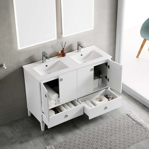 Blossom Lyon 48" 4-Door 2-Drawer Matte White Freestanding Vanity Base