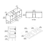 Blossom Lyon 60" 4-Door 2-Drawer Matte White Freestanding Vanity Set With Acrylic Top and Integrated Double Sinks