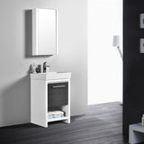 Blossom Milan 20" 1-Drawer Glossy White And Silver Gray Freestanding Vanity Base