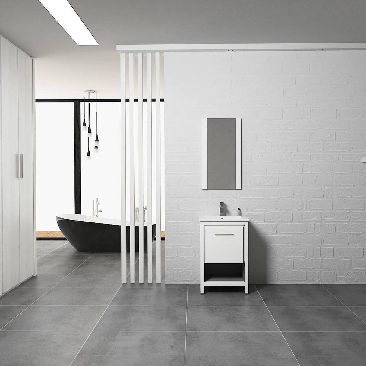 Blossom Milan 20" 1-Drawer Glossy White Freestanding Vanity Base