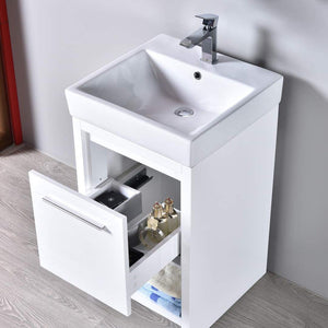 Blossom Milan 20" 1-Drawer White Freestanding Vanity Set With Ceramic Drop-In Single Sink