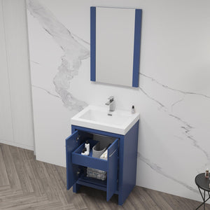 Blossom Milan 24" 2-Door 1-Drawer Navy Blue Freestanding Vanity Base