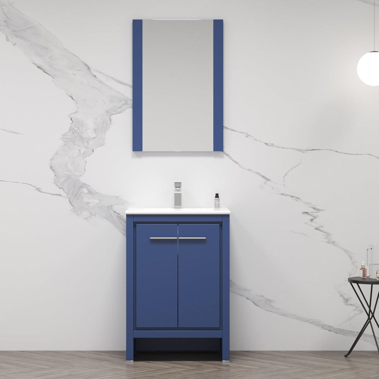 Blossom Milan 24" 2-Door 1-Drawer Navy Blue Freestanding Vanity Base