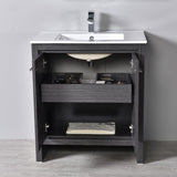 Blossom Milan 24" 2-Door 1-Drawer Silver Gray Freestanding Vanity With Ceramic Drop-In Single Sink And Mirror