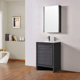 Blossom Milan 24" 2-Door 1-Drawer Silver Gray Freestanding Vanity With Ceramic Drop-In Single Sink And Mirrored Medicine Cabinet