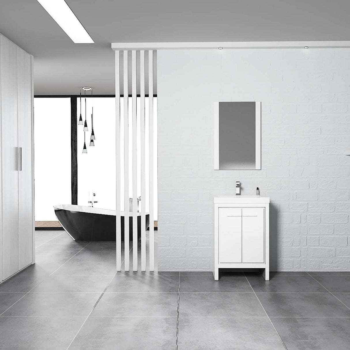 Blossom Milan 24" 2-Door 1-Drawer White Freestanding Vanity Base