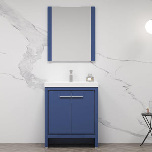 Blossom Milan 30" 2-Door 1-Drawer Navy Blue Freestanding Vanity Base