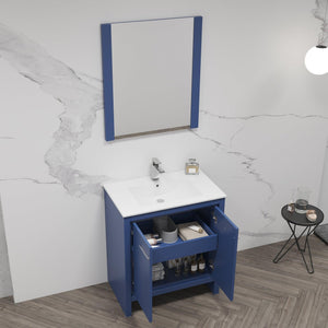 Blossom Milan 30" 2-Door 1-Drawer Navy Blue Freestanding Vanity Base