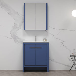 Blossom Milan 30" 2-Door 1-Drawer Navy Blue Freestanding Vanity Base