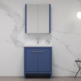 Blossom Milan 30" 2-Door 1-Drawer Navy Blue Freestanding Vanity Base
