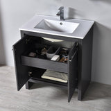 Blossom Milan 30" 2-Door 1-Drawer Silver Gray Freestanding Vanity Base
