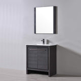 Blossom Milan 30" 2-Door 1-Drawer Silver Gray Freestanding Vanity With Ceramic Drop-In Single Sink