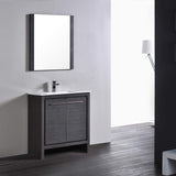 Blossom Milan 30" 2-Door 1-Drawer Silver Gray Freestanding Vanity With Ceramic Drop-In Single Sink