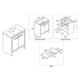 Blossom Milan 30" 2-Door 1-Drawer Silver Gray Freestanding Vanity With Ceramic Drop-In Single Sink