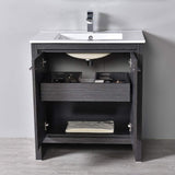 Blossom Milan 30" 2-Door 1-Drawer Silver Gray Freestanding Vanity With Ceramic Drop-In Single Sink And Mirrored Medicine Cabinet