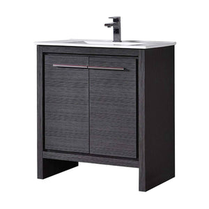 Blossom Milan 30" 2-Door 1-Drawer Silver Gray Freestanding Vanity With Ceramic Drop-In Single Sink