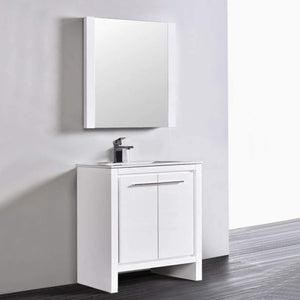 Blossom Milan 30" 2-Door 1-Drawer White Freestanding Vanity With Ceramic Drop-In Single Sink