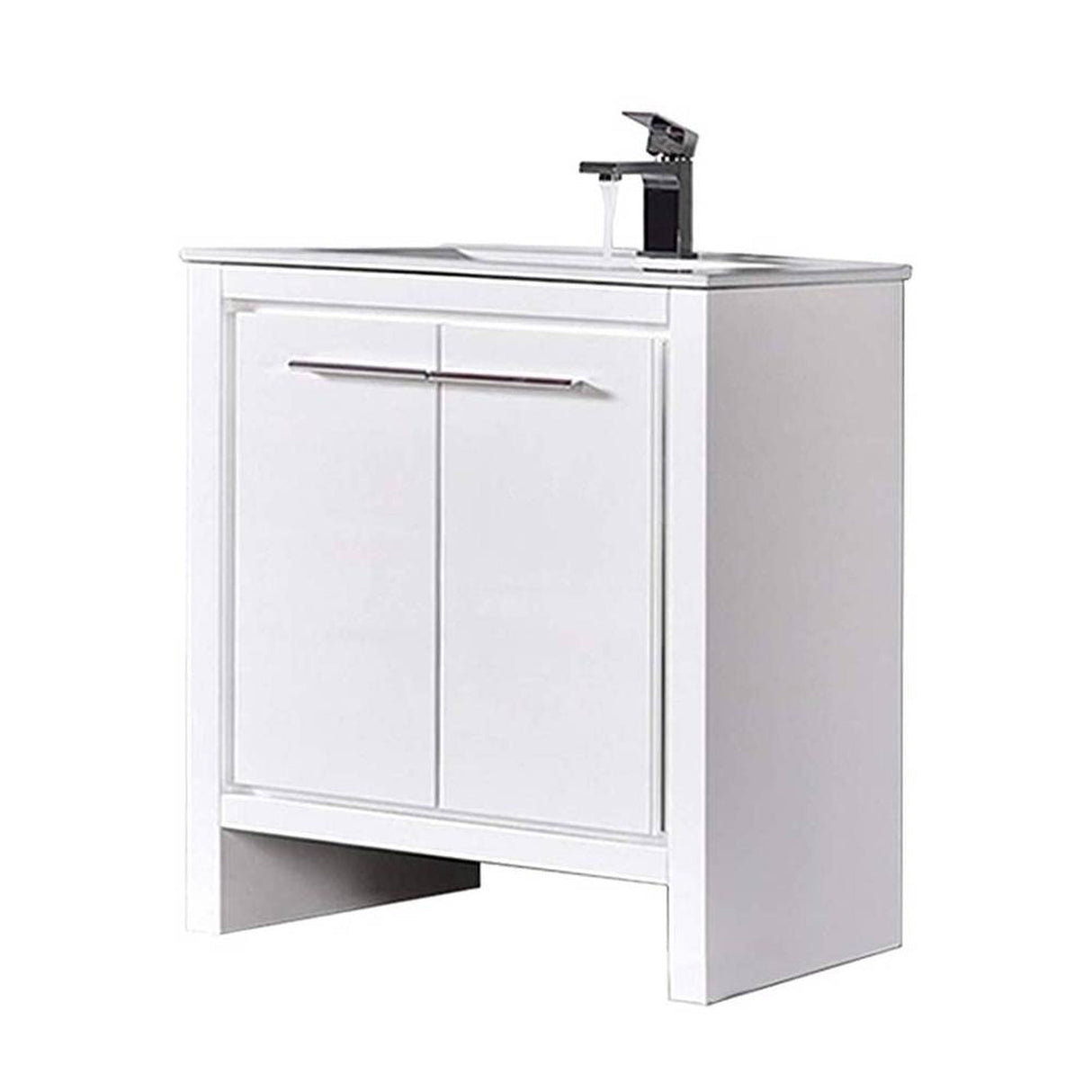Blossom Milan 30" 2-Door 1-Drawer White Freestanding Vanity With Ceramic Drop-In Single Sink