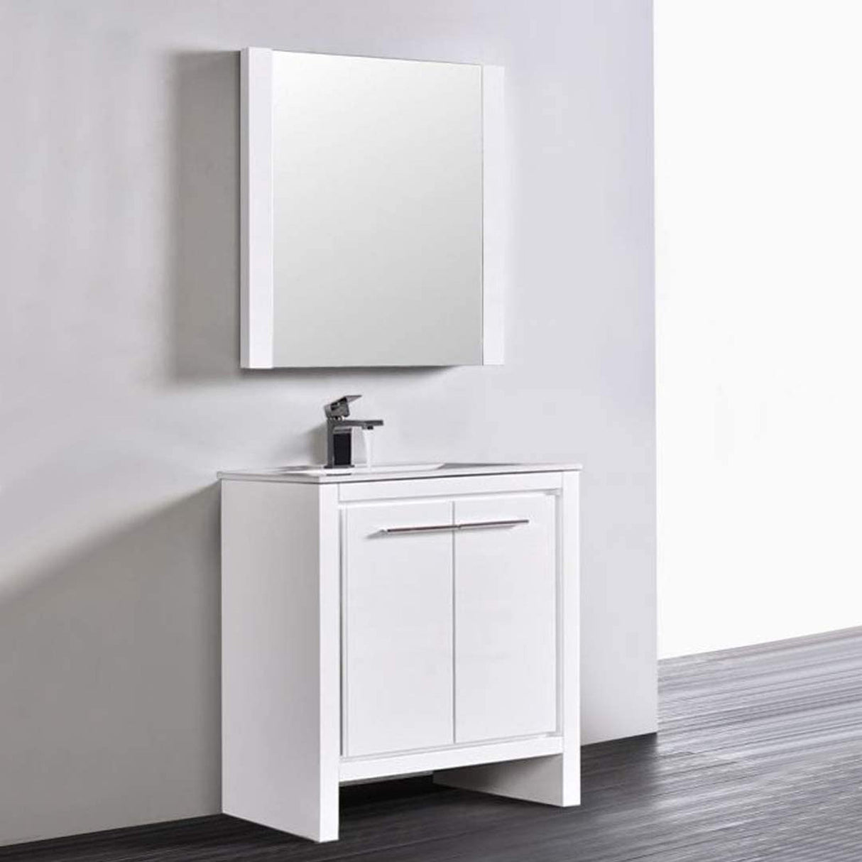 Blossom Milan 30" 2-Door 1-Drawer White Freestanding Vanity With Ceramic Drop-In Single Sink