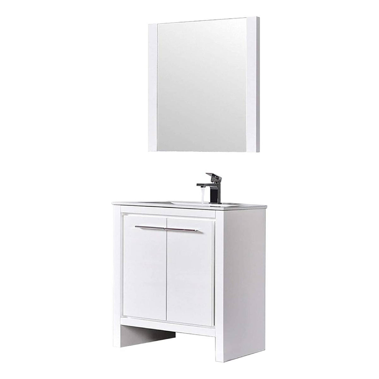 Blossom Milan 30" 2-Door 1-Drawer White Freestanding Vanity With Ceramic Drop-In Single Sink And Mirror