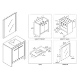 Blossom Milan 30" 2-Door 1-Drawer White Freestanding Vanity With Ceramic Drop-In Single Sink And Mirror