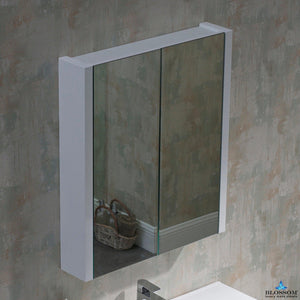 Blossom Milan 30" x 32" Glossy White Recessed or Surface Mount 2-Door Mirror Medicine Cabinet With Adjustable Wood Shelves and Soft-Closing Hinges