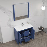 Blossom Milan 36" 2-Door 2-Drawer Navy Blue Freestanding Vanity Base