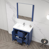 Blossom Milan 36" 2-Door 2-Drawer Navy Blue Freestanding Vanity Base