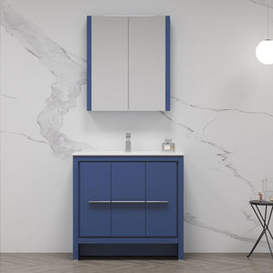 Blossom Milan 36" 2-Door 2-Drawer Navy Blue Freestanding Vanity Base