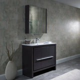 Blossom Milan 36" 2-Door 2-Drawer Silver Gray Freestanding Vanity With Ceramic Drop-In Single Sink And Mirrored Medicine Cabinet