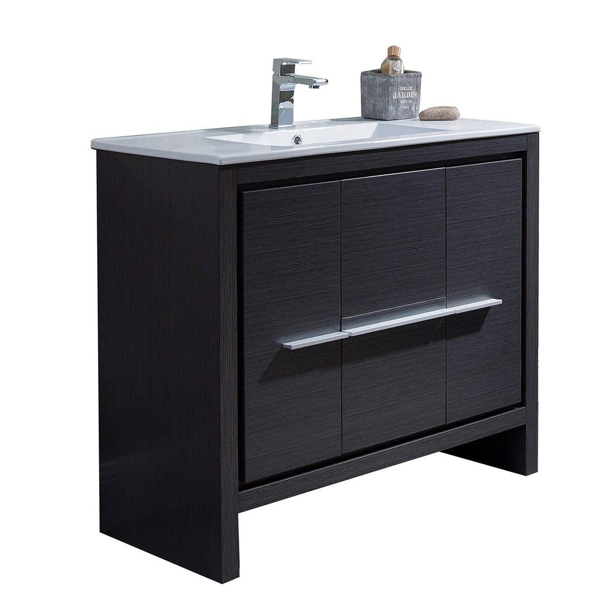 Blossom Milan 36" 2-Door 2-Drawer Silver Gray Freestanding Vanity With Ceramic Drop-In Single Sink