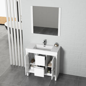Blossom Milan 36" 2-Door 2-Drawer White Freestanding Vanity Base