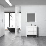 Blossom Milan 36" 2-Door 2-Drawer White Freestanding Vanity Base