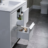 Blossom Milan 36" 2-Door 2-Drawer White Freestanding Vanity With Ceramic Drop-In Single Sink And Mirror