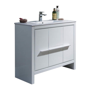 Blossom Milan 36" 2-Door 2-Drawer White Freestanding Vanity With Ceramic Drop-In Single Sink