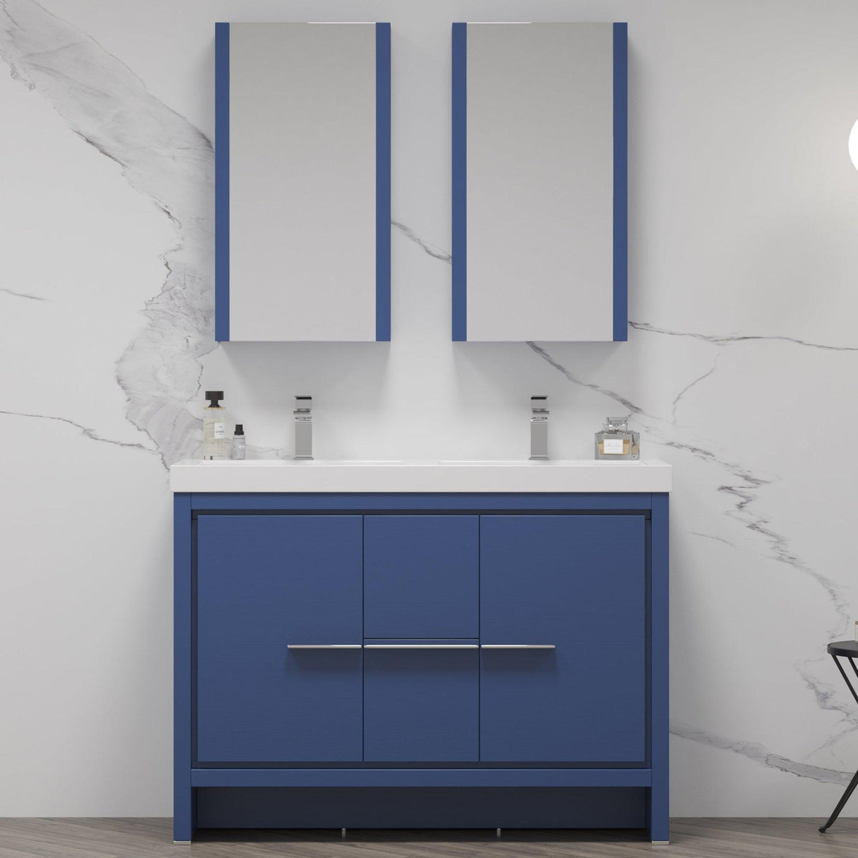 Blossom Milan 48" 2-Door 2-Drawer Navy Blue Freestanding Vanity Base
