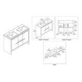 Blossom Milan 48" 2-Door 2-Drawer Silver Gray Freestanding Vanity With Ceramic Drop-In Double Sinks