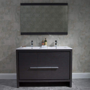 Blossom Milan 48" 2-Door 2-Drawer Silver Gray Freestanding Vanity With Ceramic Drop-In Double Sinks And Mirror
