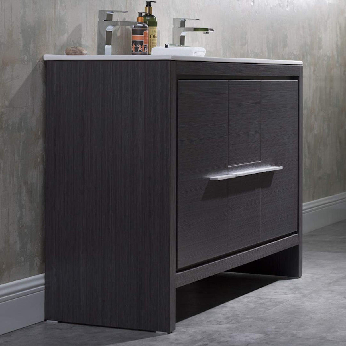 Blossom Milan 48" 2-Door 2-Drawer Silver Gray Freestanding Vanity With Ceramic Drop-In Double Sinks And Mirror