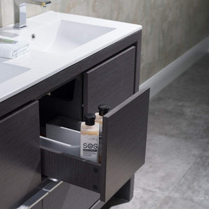 Blossom Milan 48" 2-Door 2-Drawer Silver Gray Freestanding Vanity With Ceramic Drop-In Double Sinks And Mirror