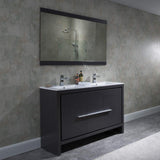 Blossom Milan 48" 2-Door 2-Drawer Silver Gray Freestanding Vanity With Ceramic Drop-In Double Sinks And Mirror